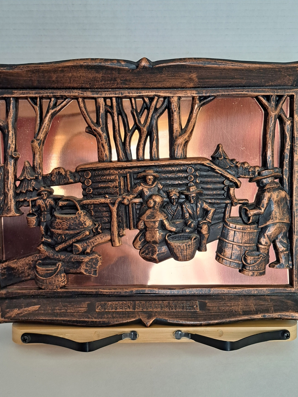 2-1970s Coppercraft Guild 3D Wall Art "Maple Sugar Time" & Travelers' Rest"